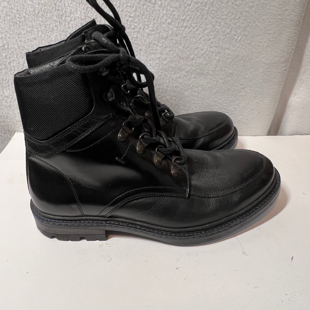 Kenneth Cole Black Leather Lace-Up Boots